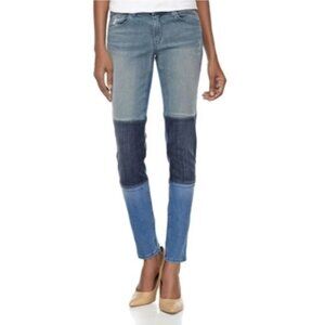 Fade to Blue Tri-Color Patchwork Slim Fit Jeans Size 28